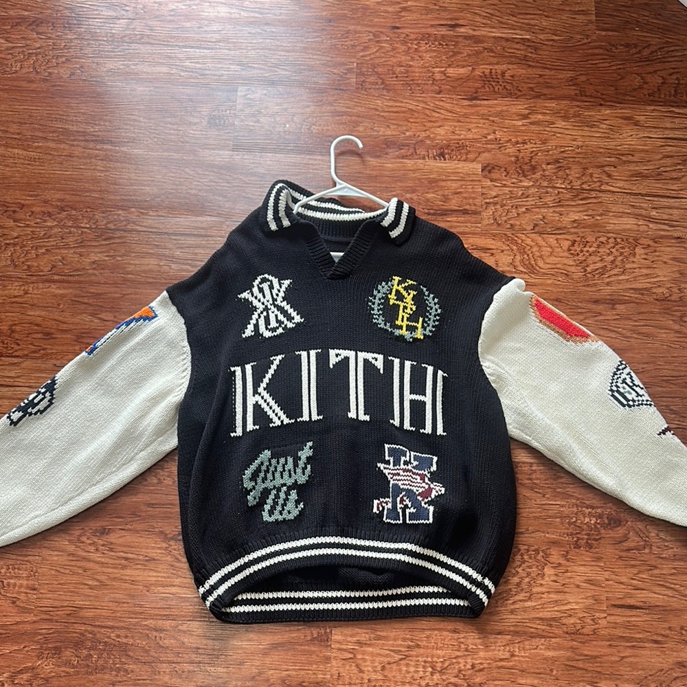 Kith Black and White Varsity Sweater